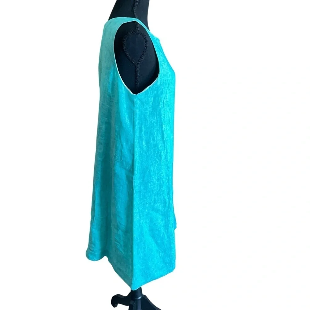 Vineyard Vines Aqua Blue Linen Sleeveless Shift Dress Size 6 - Picture 4 of 8